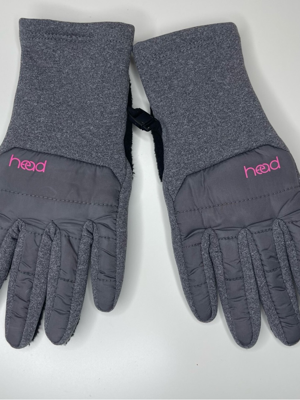 Girl's Head Hybrid Winter Gloves (Gray Heather / Pink) Youth Size MEDIUM